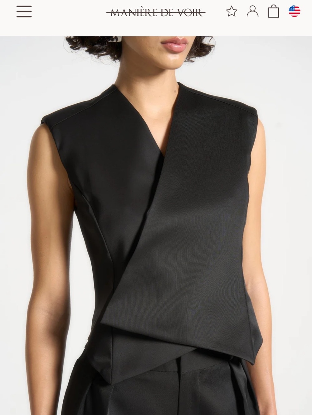 L⁠aurence in Black Sateen Wrap Suit Vest